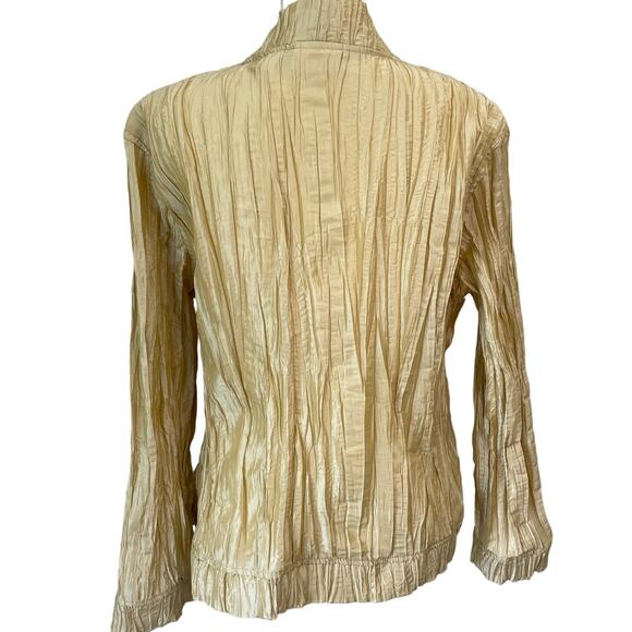 CHICO'S Royal Ruffle Rhea Gold Stardust Jacket US 12 Yellow Gold - Picture 2 of 8